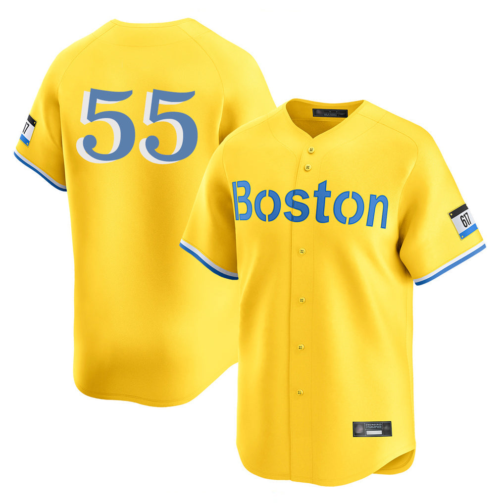 Boston Red Sox #55 Ranger Su¨¢rez Player Yellow Limited Home Game Stitched Baseball Jersey