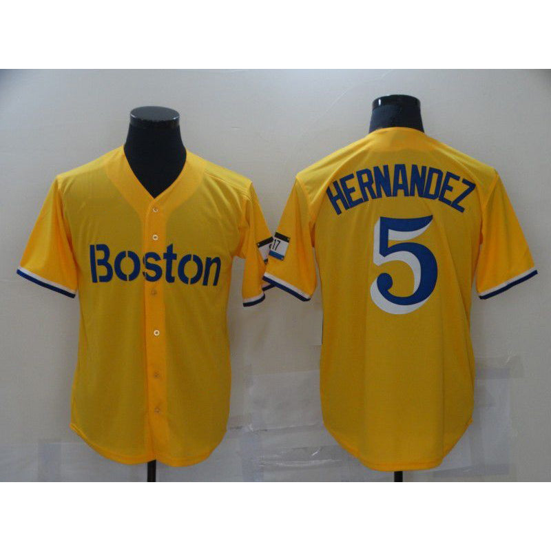 Boston Red Sox #5 Hernandez Yellow City Edition Game 2021 Baseball Jersey