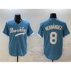 Brooklyn Dodgers #8 Enrique Hern¨¢ndez Light Blue Stitched Baseball Jersey