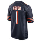 C.Bears Number #1 Groom Navy Game Stitched Football American Jersey