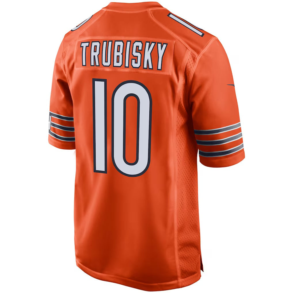C.Bears #10 Mitchell Trubisky Orange Game Stitched Football American Jersey