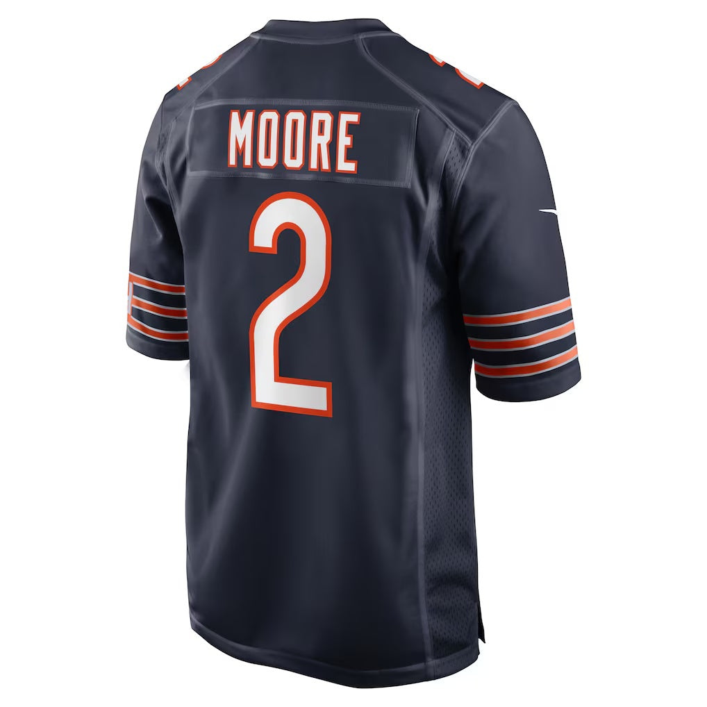 C.Bears #2 D.J. Moore Navy Team Color Game Stitched Football American Jersey
