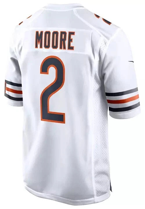 C.Bears #2 D.J. Moore White Alternate 2025 Official Game Stitched Football American Jersey