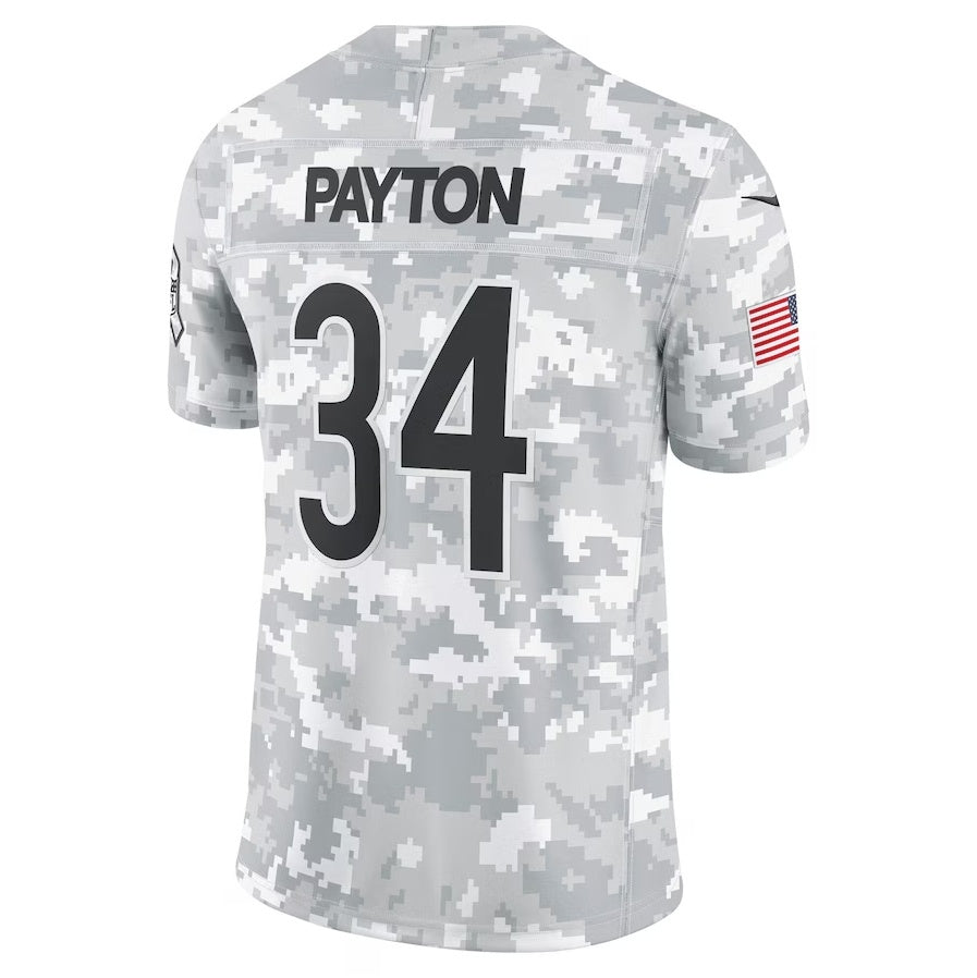 C.Bears #34 Walter Payton  Arctic Camo 2024 Salute to Service Retired Player Limited Stitched Football American Jersey