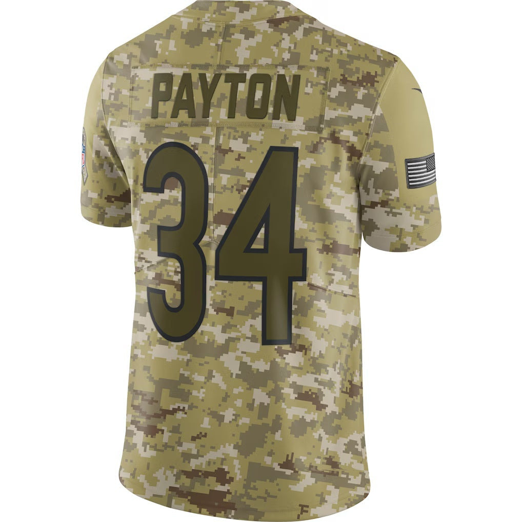 C.Bears #34 Walter Payton Camo Salute to Service Retired Player Limited Stitched Football American Jersey