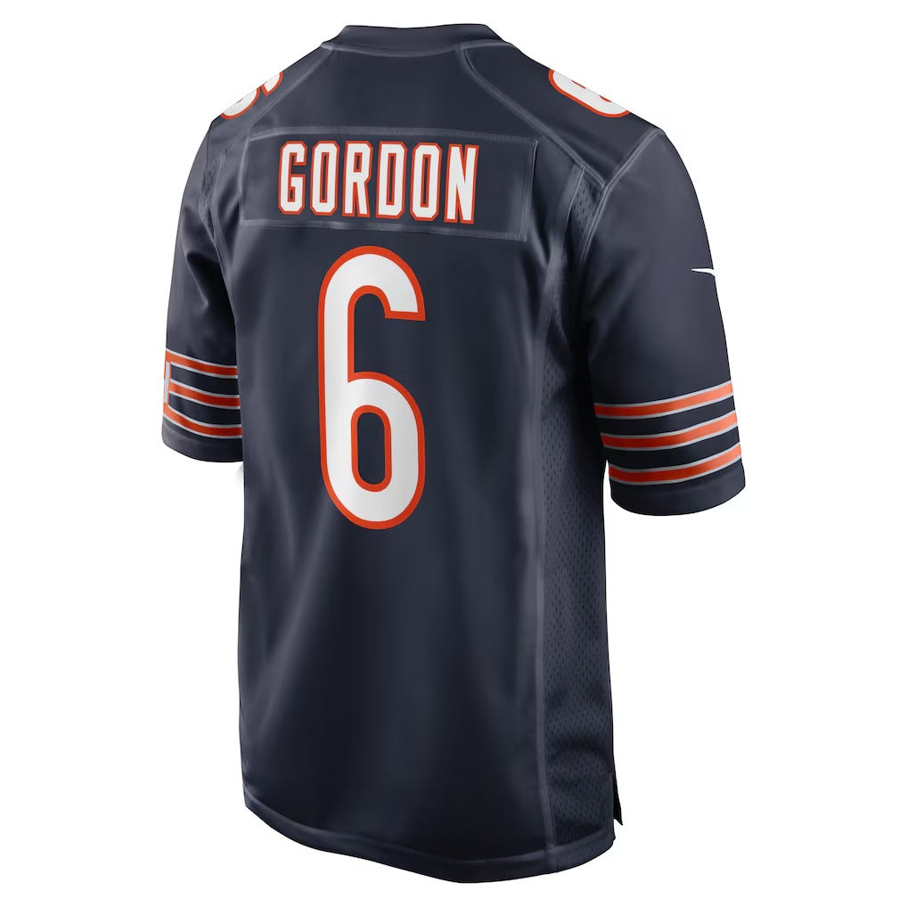 C.Bears #6 Kyler Gordon Navy Game Player Stitched Football American Jersey
