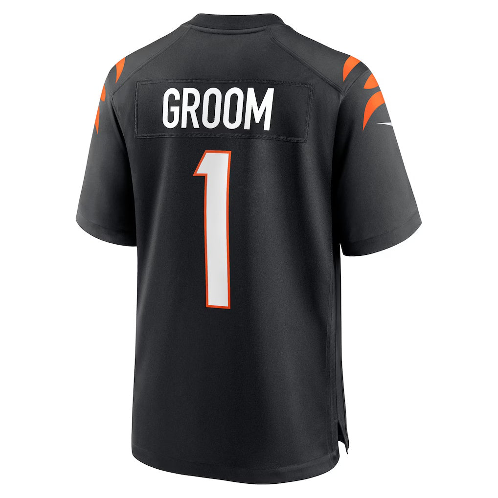 C.Bengals Number #1 Groom Black Game Stitched Football American Jersey