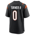 C.Bengals #0 DJ Turner II Black Team Game Football Jersey