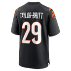 C.Bengals #29 Cam Taylor-Britt Black Game Player Stitched Football American Jersey