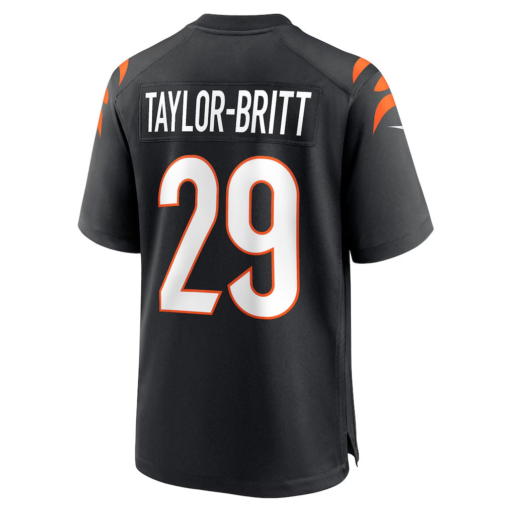 C.Bengals #29 Cam Taylor-Britt Black Game Player Stitched Football American Jersey