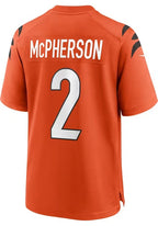 C.Bengals #2 Evan McPherson Orange Game Player Stitched Football American Jersey