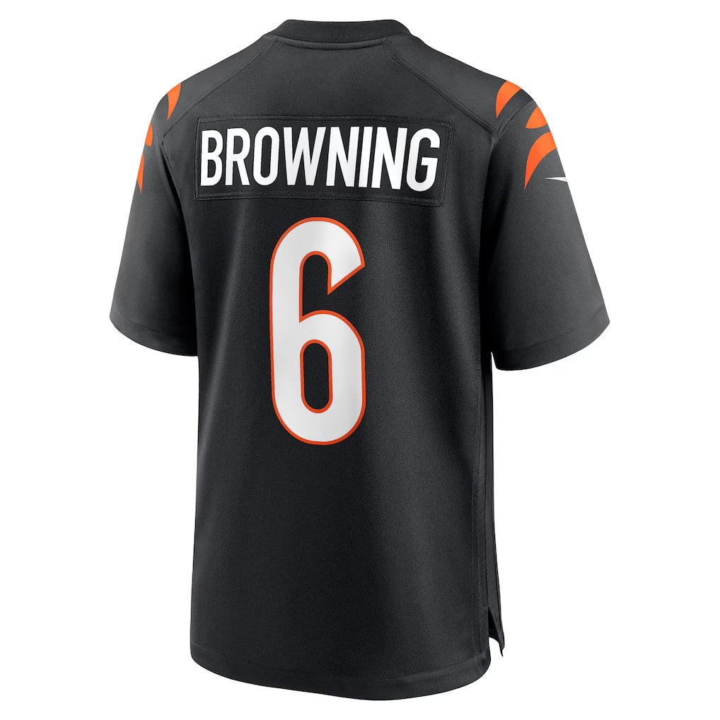 C.Bengals #6 Jake Browning Black Game Stitched Football American Jersey