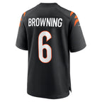 C.Bengals #6 Jake Browning Black Game Stitched Football American Jersey