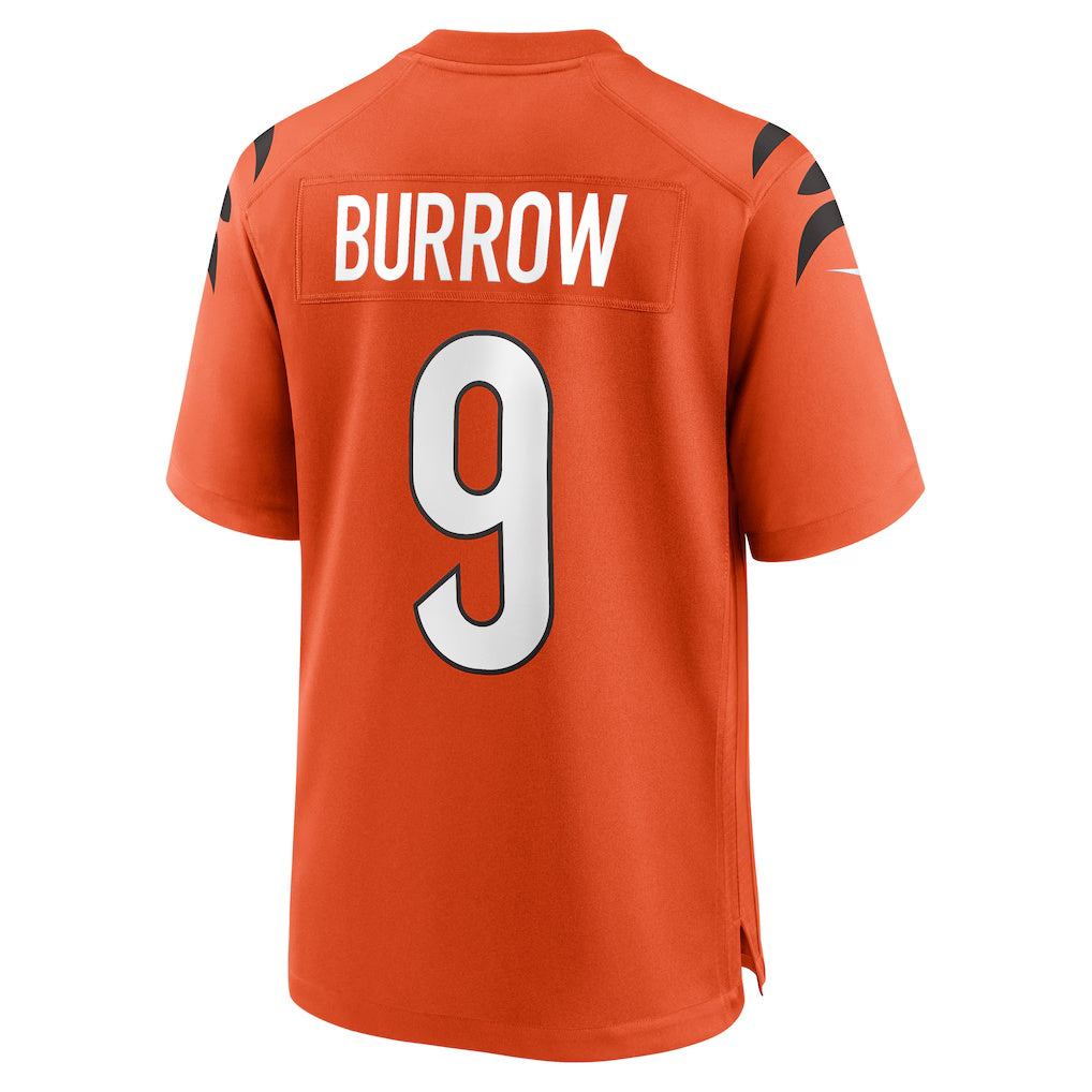 C.Bengals #9 Joe Burrow Orange Alternate Game Stitched Football American Jersey