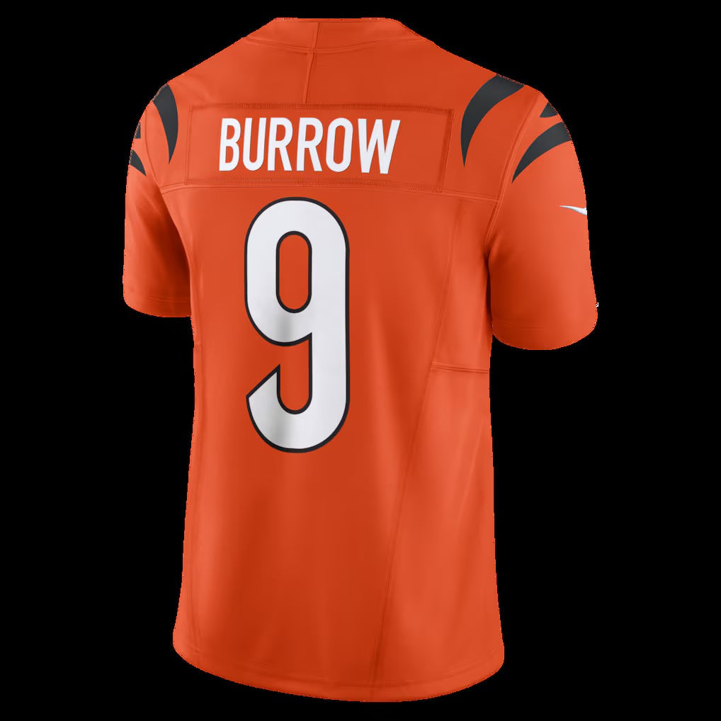 C.Bengals #9 Joe Burrow Orange Vapor F.U.S.E. Limited Stitched Football American Jersey