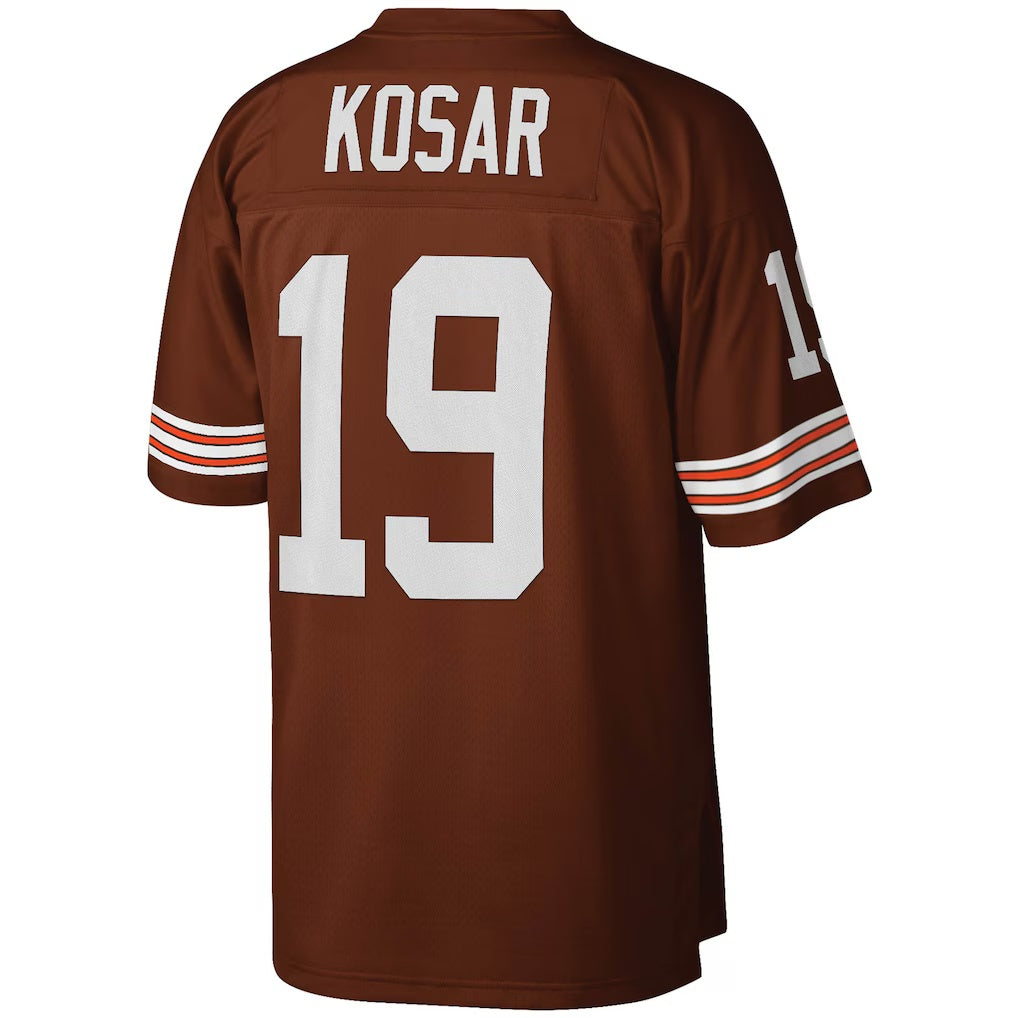 C.Browns #19 Bernie Kosar Mitchell & Ness Brown Legacy Replica Stitched Football American Jersey