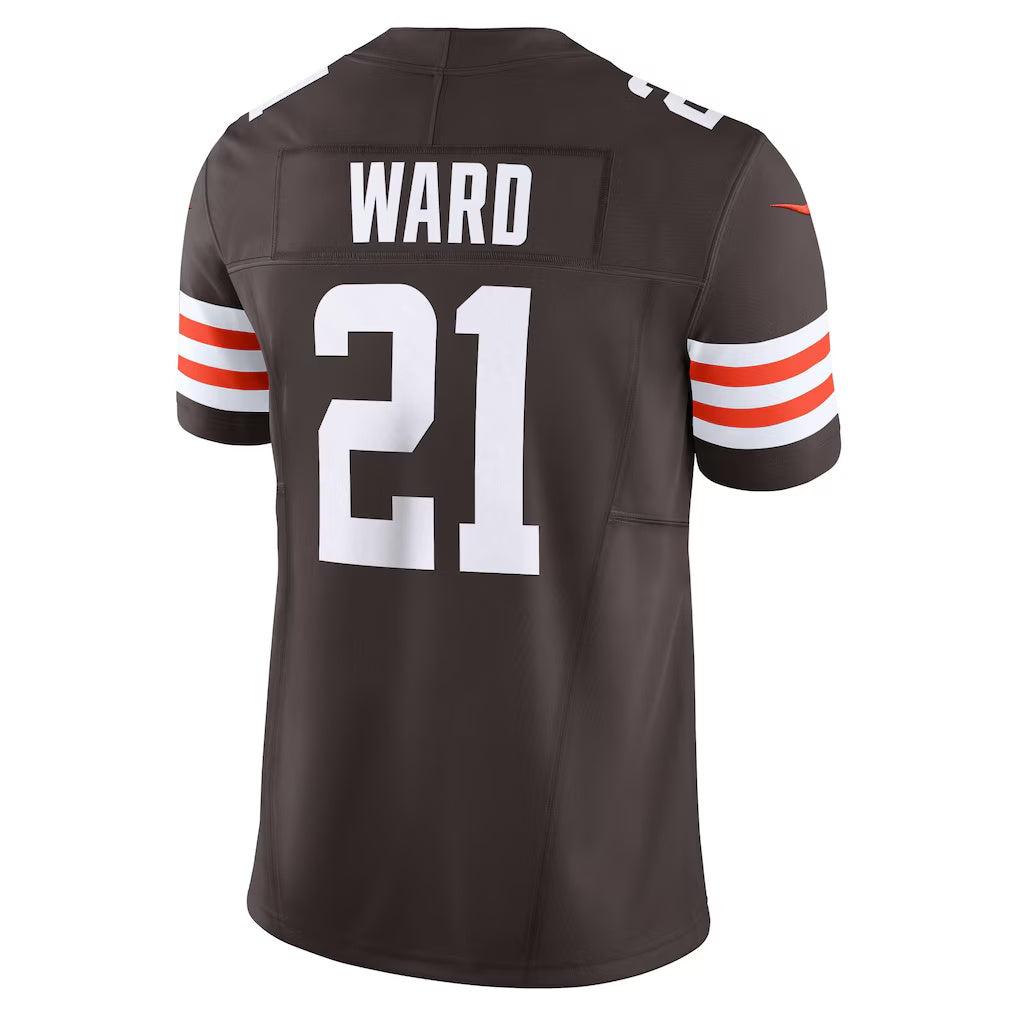 C.Browns #21 Denzel Ward Brown Vapor F.U.S.E. Limited Stitched Football American Jersey