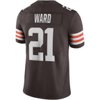 C.Browns #21 Denzel Ward Brown Vapor Limited Stitched Football American Jersey