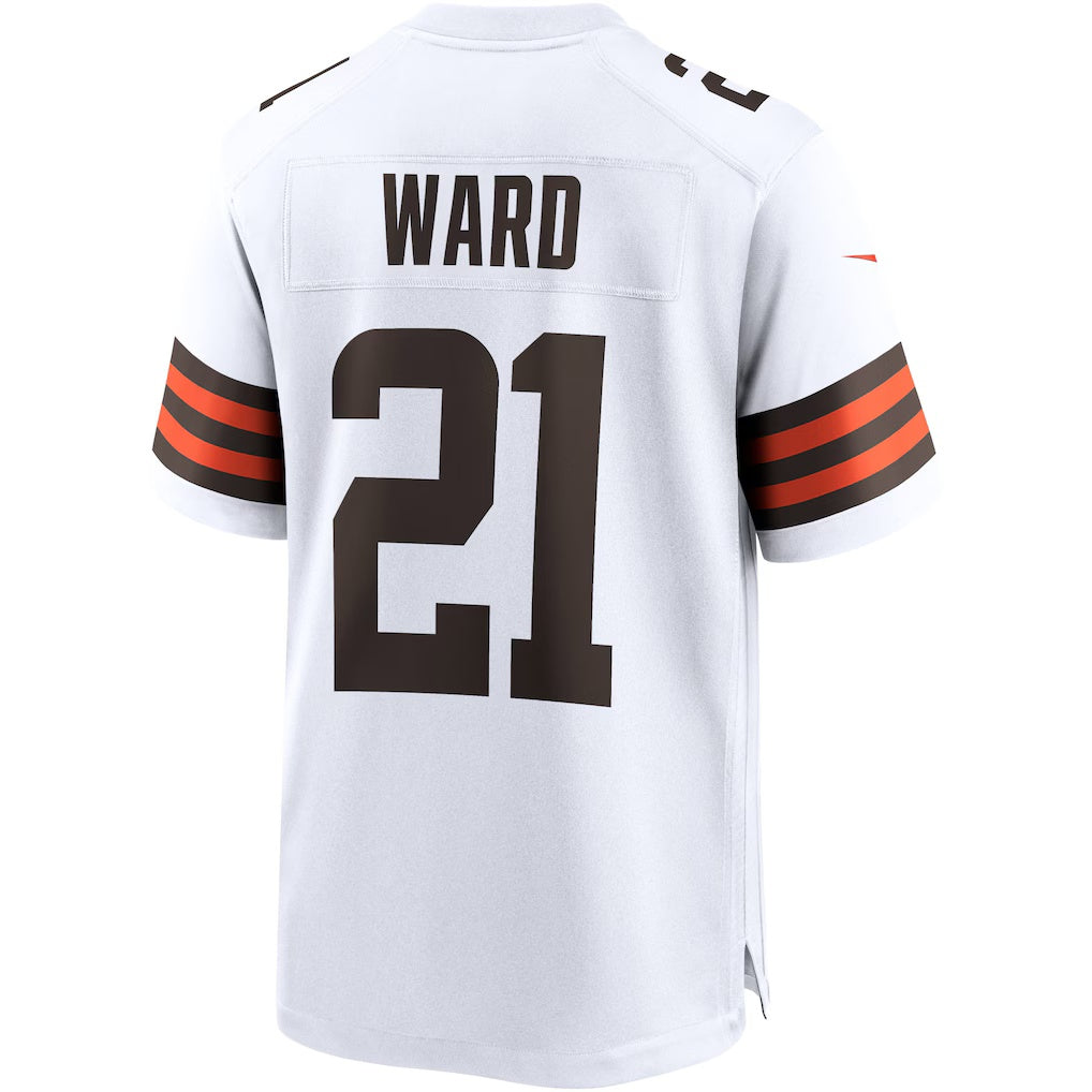 C.Browns #21 Denzel Ward White Game Stitched Football American Jersey