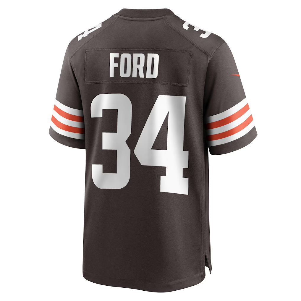 C.Browns #34 Jerome Ford Brown Game Player Stitched Football American Jersey