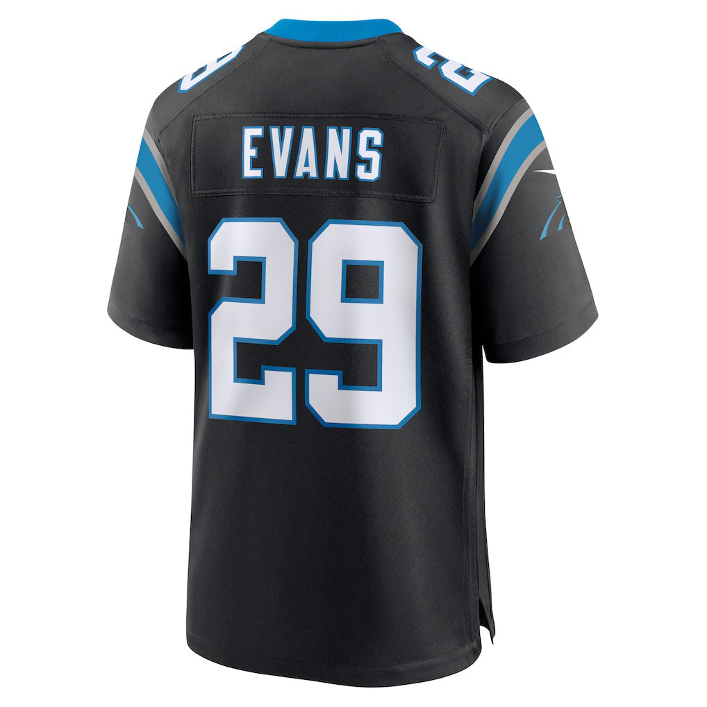 C.Panthers #29 Akayleb Evans Black Team Game Stitched Football American Jersey