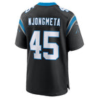 C.Panthers #45 Maema Njongmeta Black Game Football Jersey