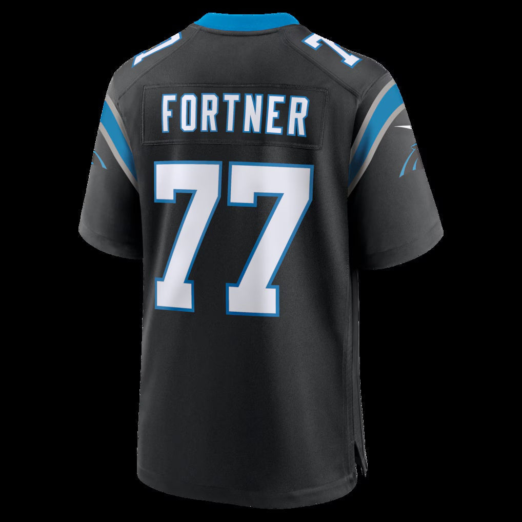 C.Panthers #77 Luke Fortner Black Team Game Stitched Football American Jersey