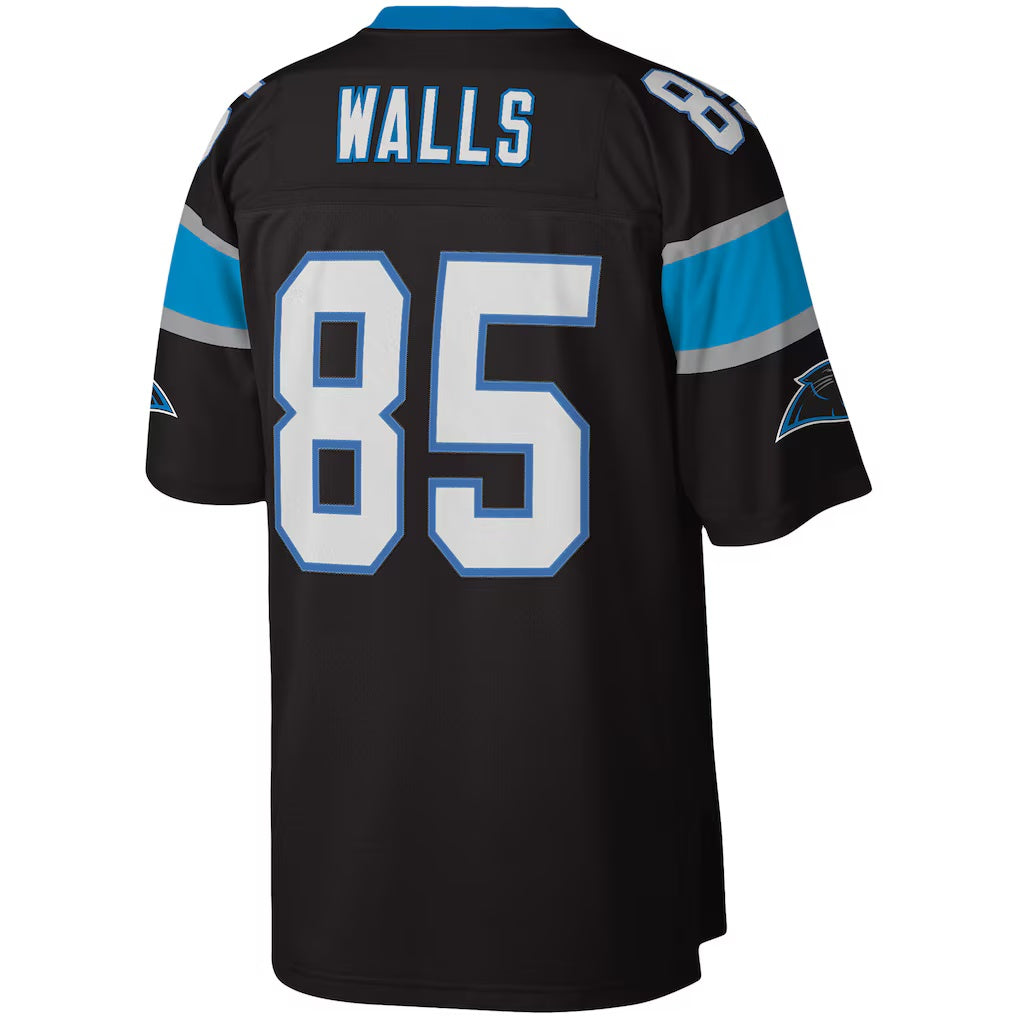 C.Panthers #85 Wesley Walls Mitchell & Ness Black Legacy Replica Stitched Football American Jersey