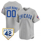 Chicago Cubs 2024 Jackie Robinson Patch Vapor Premier Limited Custom Jersey V2 ¨C Gray Baseball Jersey
