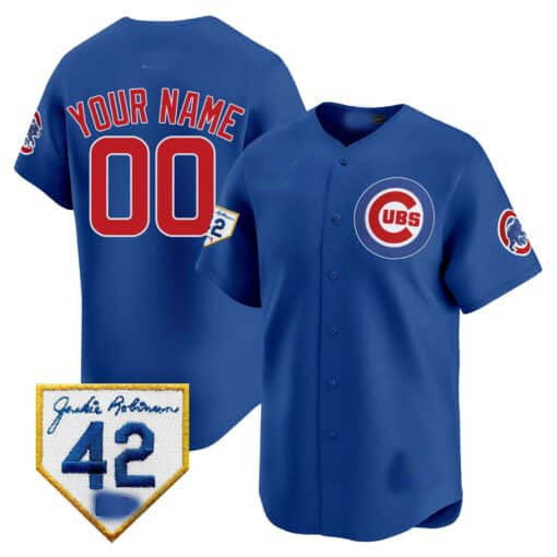 Chicago Cubs 2024 Jackie Robinson Patch Vapor Premier Limited Custom Jersey V2 ¨C Royal Baseball Jersey