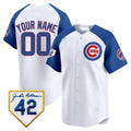 Chicago Cubs 2024 Jackie Robinson Patch Vapor Premier Limited Custom Jersey V2 ¨C White Royal Alternate Baseball Jersey