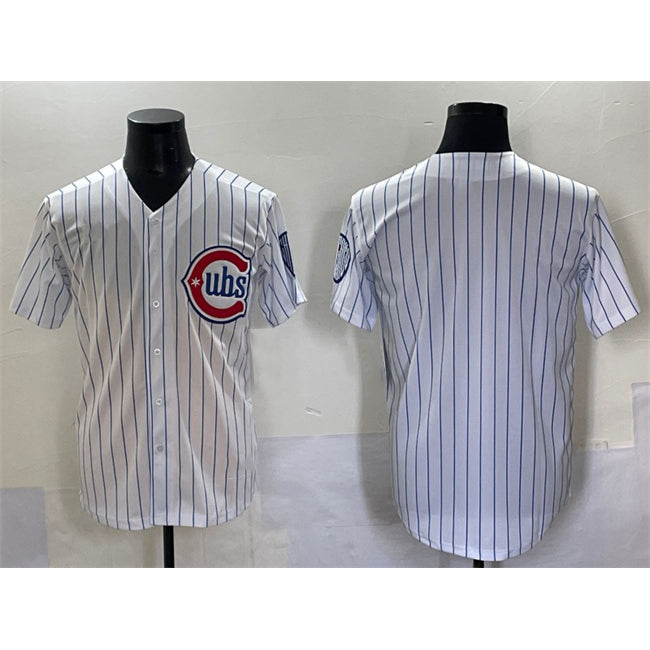 Chicago Cubs Blank White Pinstripe 2nd Alternate Limited Stitched Baseball Jersey