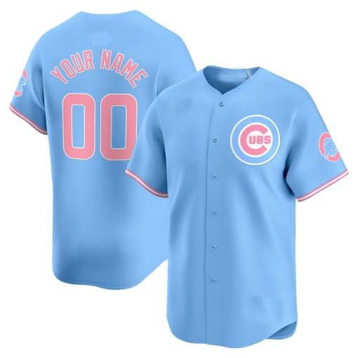 Chicago Cubs Bubblegum Pink Vapor Premier Limited Custom Jersey ¨C Blue Baseball Jersey