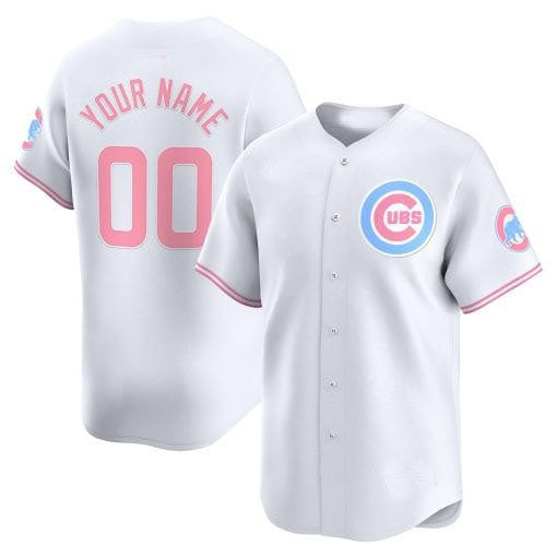 Chicago Cubs Bubblegum Pink Vapor Premier Limited Custom Jersey ¨C White Baseball Jersey