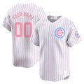 Chicago Cubs Bubblegum Pink Vapor Premier Limited Custom Jersey ¨C White Pinstripe Baseball Jersey