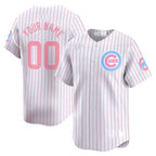 Chicago Cubs Bubblegum Pink Vapor Premier Limited Custom Jersey ¨C White Pinstripe Baseball Jersey