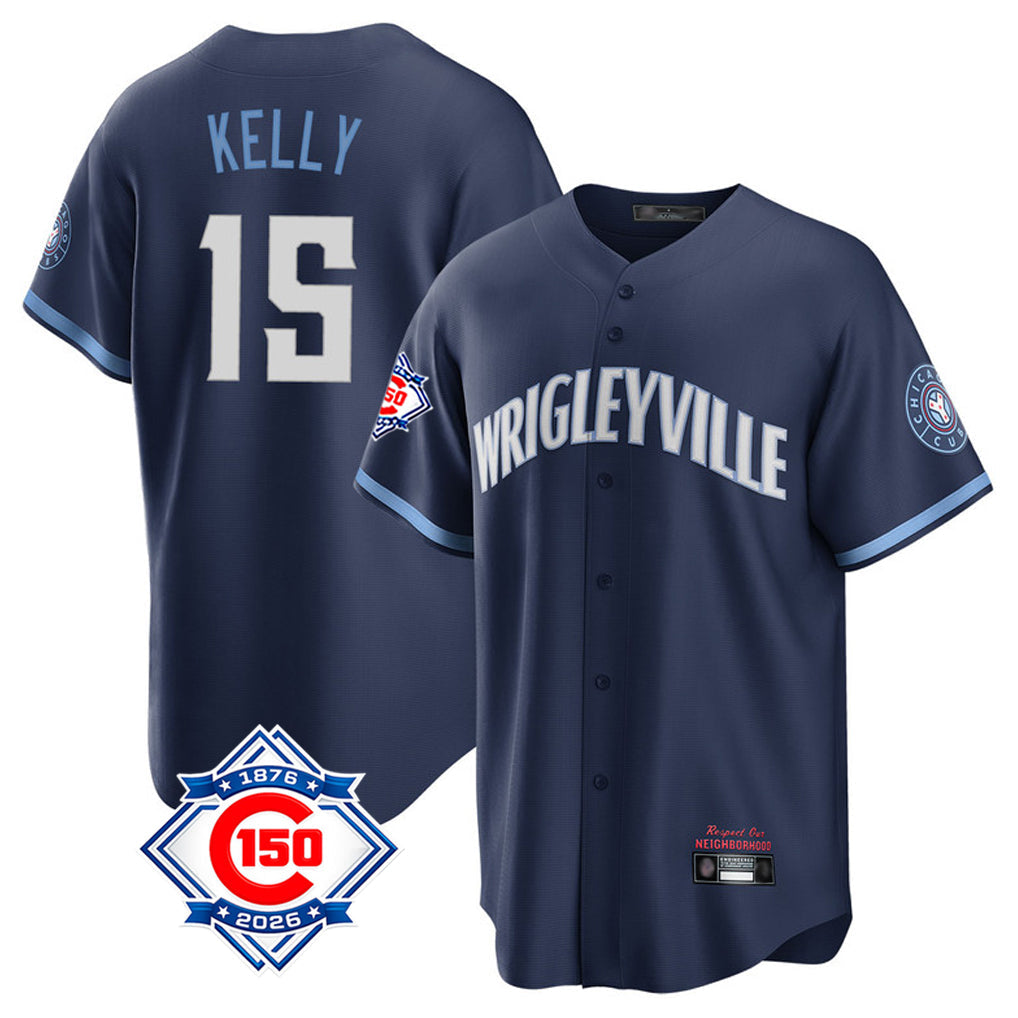 Chicago Cubs #15 Carson Kelly Player Navy 150th Anniversary City Connect Home Game Stitched Baseball Jersey