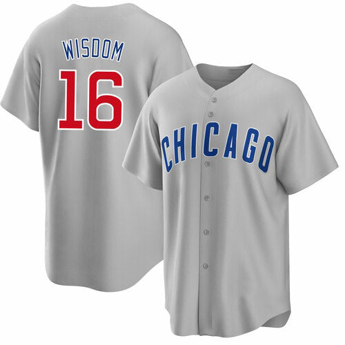 Chicago Cubs #16 Patrick Wisdom Gray Cool Base Stitched Baseball Jersey