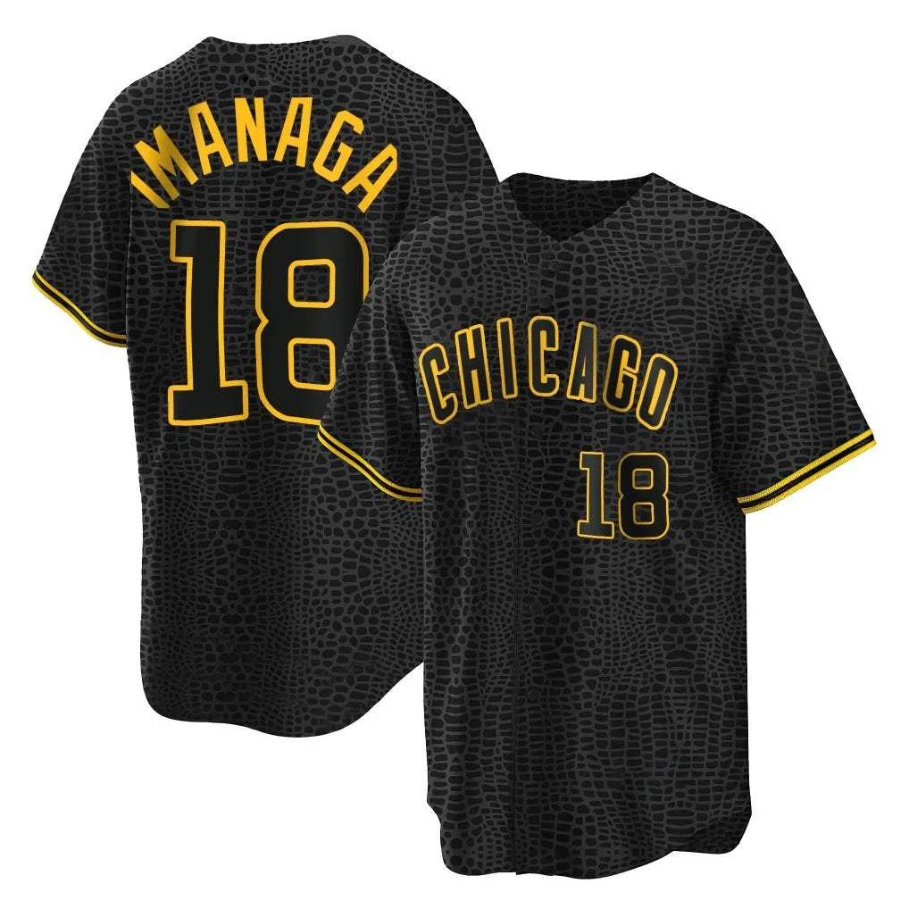 Chicago Cubs #18 Shota Imanaga Player Black Snake Skin City Game Stitched Baseball Jersey
