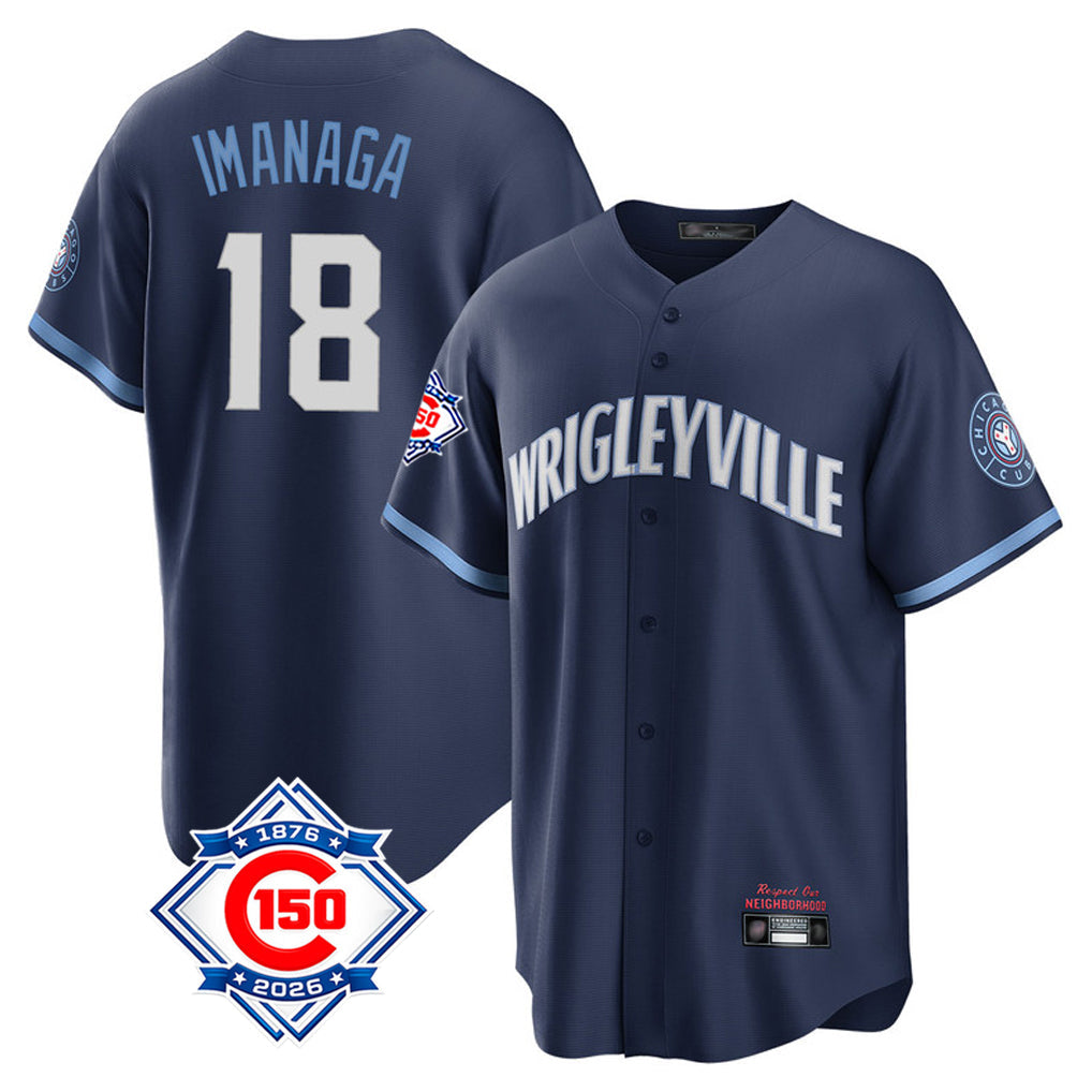 Chicago Cubs #18 Shota Imanaga Player Navy 150th Anniversary City Connect Home Game Stitched Baseball Jersey
