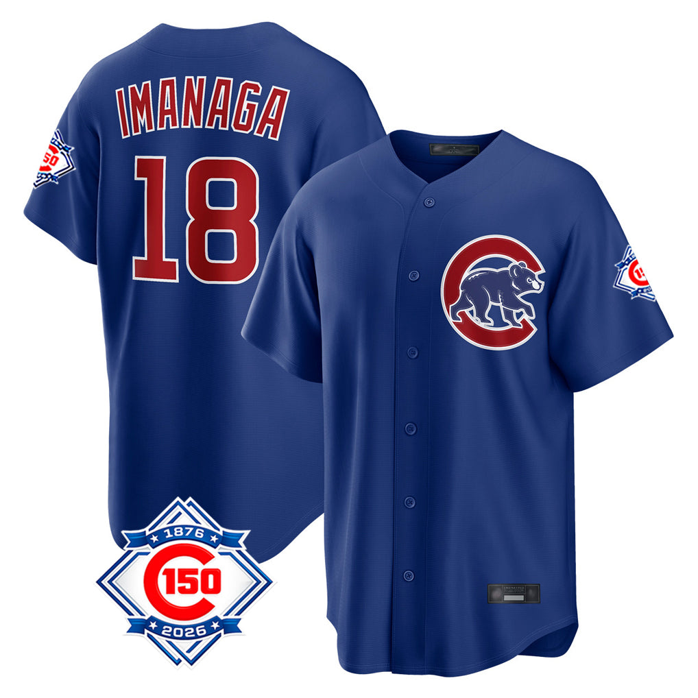 Chicago Cubs #18 Shota Imanaga Player Royal 150th Anniversary Home Game Stitched Baseball Jersey