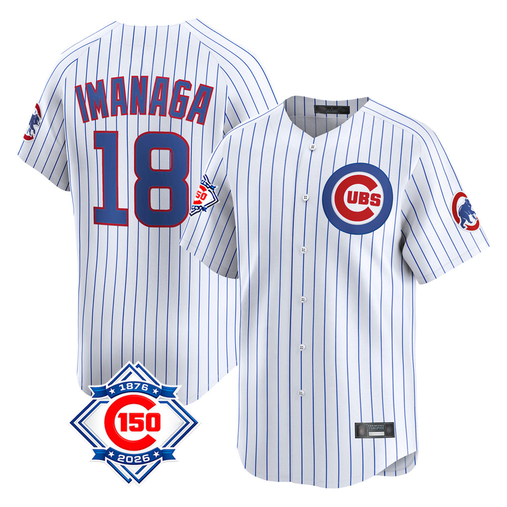 Chicago Cubs #18 Shota Imanaga Player White 150th Anniversary Limited Home Game Stitched Baseball Jersey