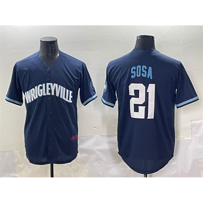 Chicago Cubs #21 Sammy Sosa Navy City Connect Stitched Baseball Jersey