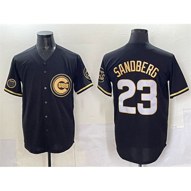 Chicago Cubs #23 Ryne Sandberg Black Gold 'Ryne Sandberg Tribute' Vapor Limited V2 Stitched Baseball Jersey