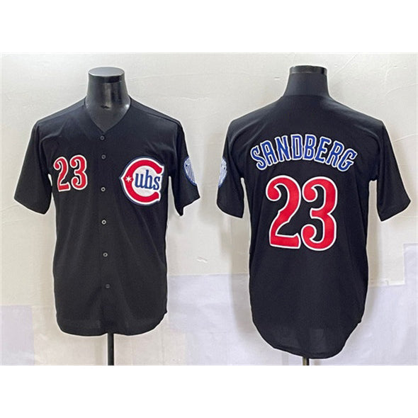 Chicago Cubs #23 Ryne Sandberg Black Limited Stitched Baseball Jersey