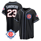 Chicago Cubs #23 Ryne Sandberg Player Black Fashion Out 150th Anniversary Game Stitched Baseball Jersey