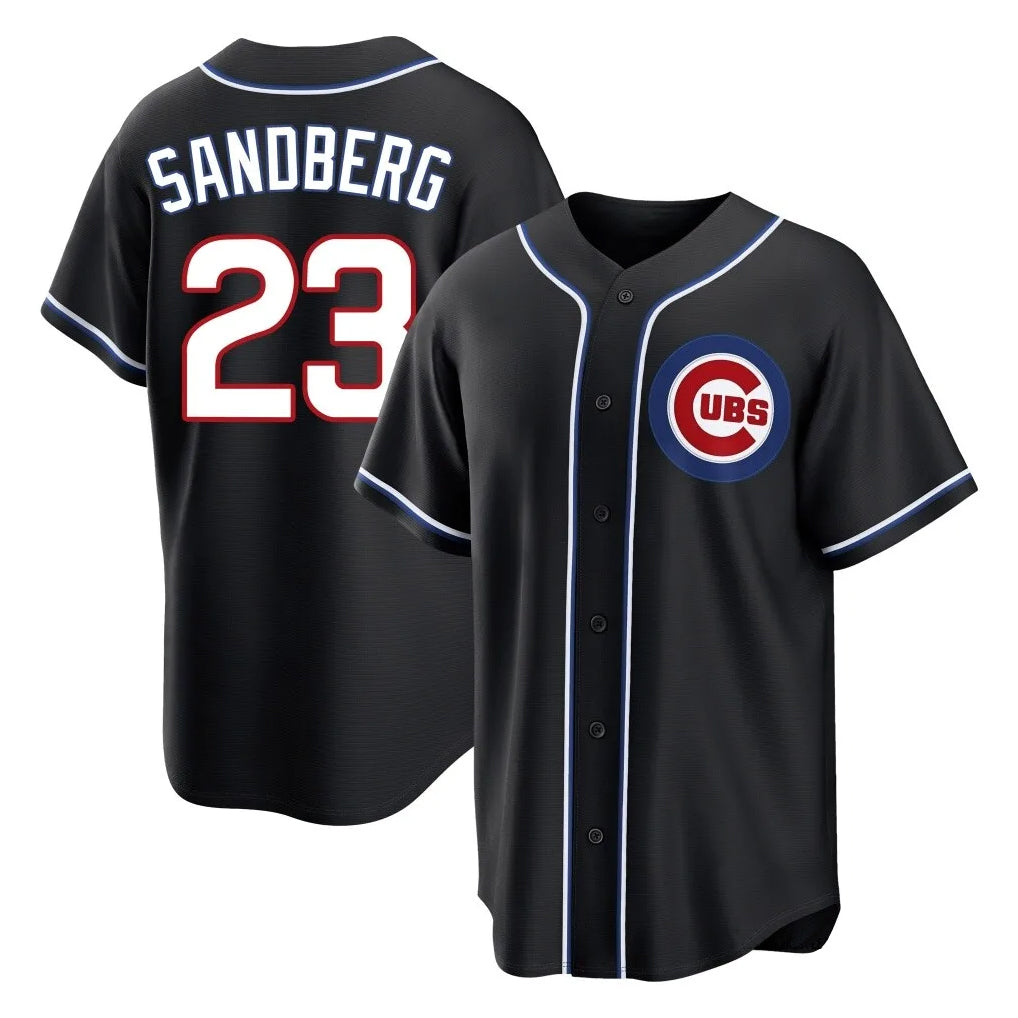 Chicago Cubs #23 Ryne Sandberg Player Black Fashion Out Game Stitched Baseball Jersey