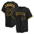Chicago Cubs #23 Ryne Sandberg Player Black Snake Skin City Game Stitched Baseball Jersey