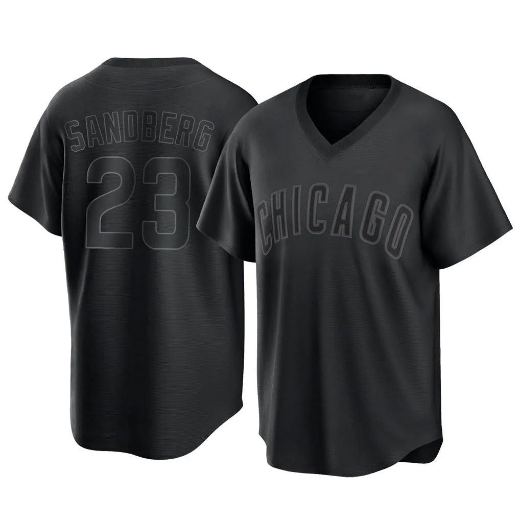 Chicago Cubs #23 Ryne Sandberg Player Black Home Game Stitched Baseball Jersey