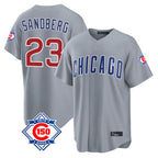 Chicago Cubs #23 Ryne Sandberg Player Gray 150th Anniversary Home Game Stitched Baseball Jersey